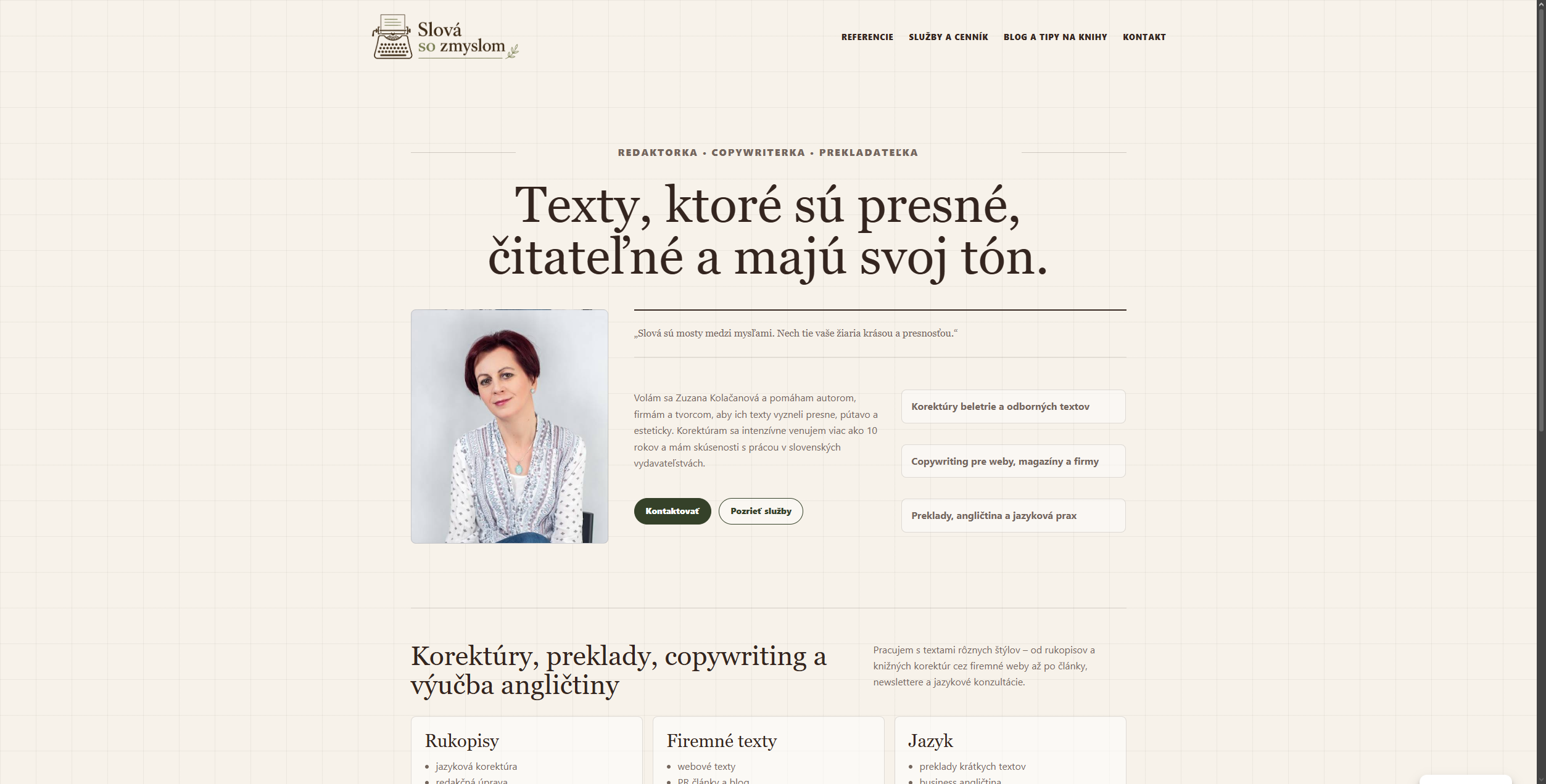 Slová so zmyslom editorial website mockup